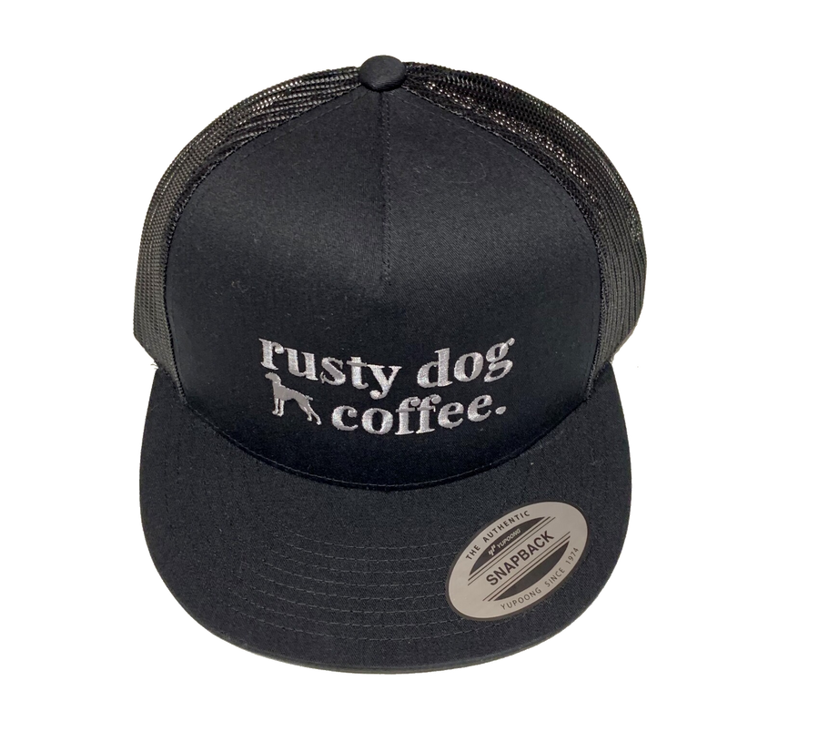 Rusty-Dog-Coffee-5-panel-mesh-back-hat-black