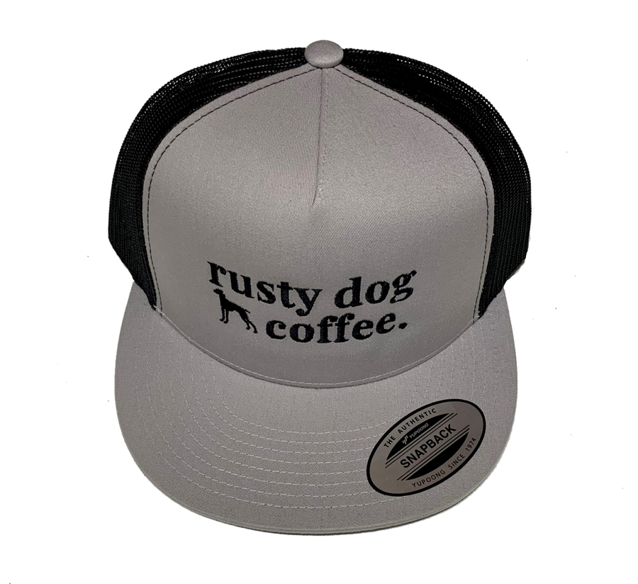Rusty-Dog-Coffee-5-panel-mesh-back-hat-dark-grey-black