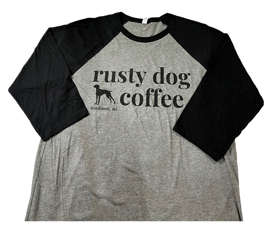 black-3quarter-sleeve-baseball-shirt-rusty-dog-coffee-madison-wi